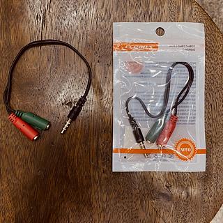 CABO ADAPTADOR Y ( P2 ) PARA FONE DE OUVIDO ( 2| P2-FEMEA ) PARA ( 1| P2-MACHO ). ( ECOODA )