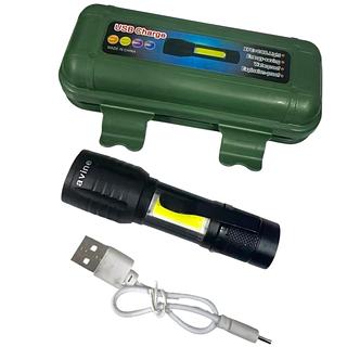 LANTERNA RECARREGÁVEL COM LED ( METAL ), CARREGADOR ( USB ).