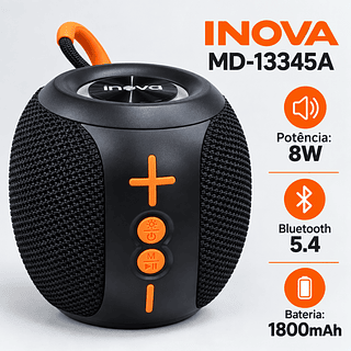 Caixa de Som Bluetooth 5.4 Inova 8W Portátil com Luzes RGB e Alça MD-13345A