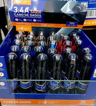 CABO NO TUBO ( 3.4A ) PARA ANDROID ( TC ), ( 3M ). ( INOVA )