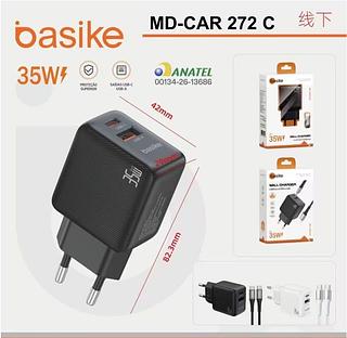 Carregador de Basike USB-C+USB-A com Cabo USB-C para USB-C