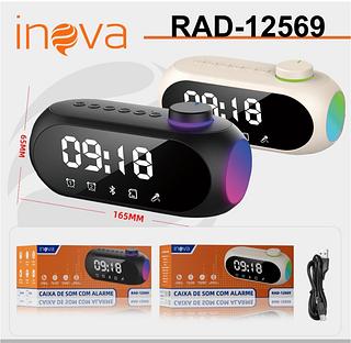 CAIXA DE SOM E RELÓGIO DESPERTADOR. ( INOVA )