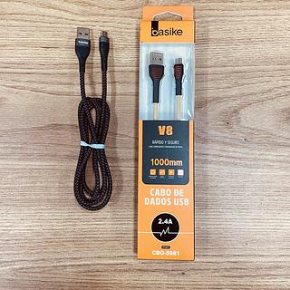 CABO ( 2.4A ) PARA ANDROID ( V8 ), ( 1M ). ( BASIKE )