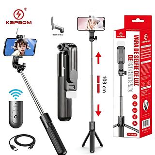 PAU DE SELFIE COM LUZ PARA TIRAR FOTOS E GRAVAR VIDEOS. ( KAPBOM )