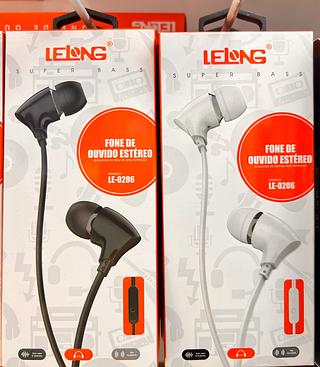 FONE DE OUVIDO COM FIO, E BORRACHINHA. ( LELONG )