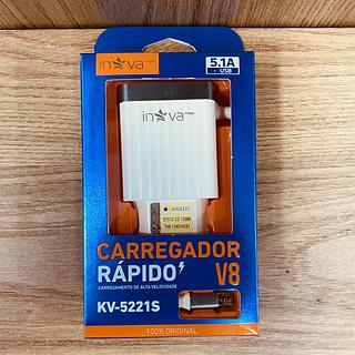 CARREGADOR ( 5.1A ) PARA ANDROID ( V8 ), CABO PRESO NA FONTE. ( INOVA )