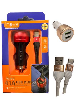 CARREGADOR VEICULAR ( 4.1A-2USB ) ANDROID ( TC ) ( INOVA )