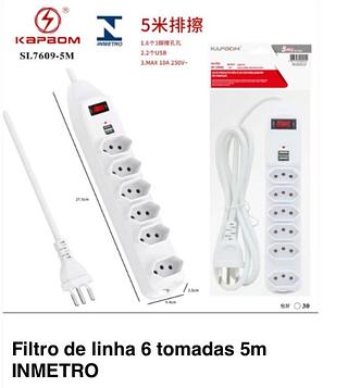 Filtro de linha 6 tomadas 5m INMETRO(KAPBOM)