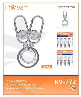 PACOTE DE CHAVEIRO AÇO PARA CHAVES, ( 12 UNIDADES ). ( INOVA )