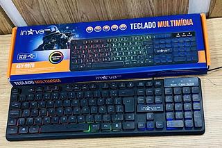 TECLADO COM FIO ( USB ) E ( LED RGB ), PARA COMPUTADOR ( PC ), E NOTEBOOK. ( INOVA )