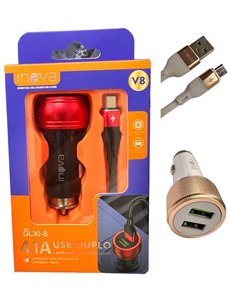 CARREGADOR VEICULAR ( 4.1A-2USB ) ANDROID ( V8 ) ( INOVA )
