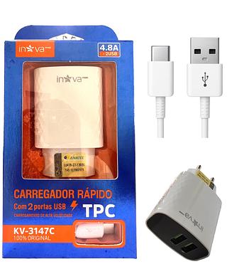CARREGADOR ( 4.8A ) PARA ANDROID ( TPC ). ( INOVA )