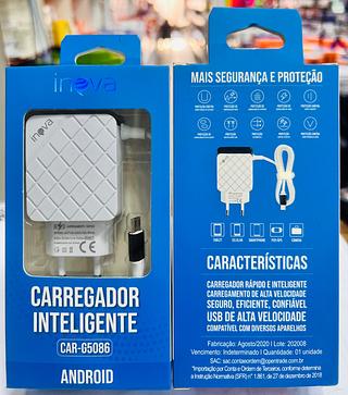 CARREGADOR ( 4.1A ) PARA ANDROID ( V8 ), COM CABO PRESO NA FONTE. ( INOVA )