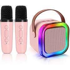 MINI CAIXA DE SOM, KARAOKÊ, ACOMPANHA ( 2 MICROFONE ), COM ( TF CARD, USB, BT ). ( B-MAX )