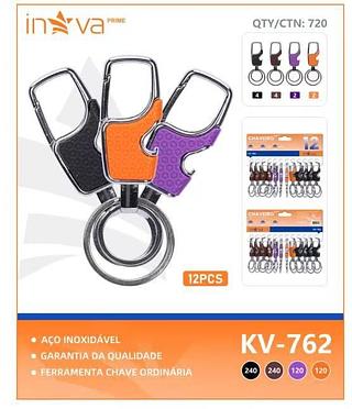 PACOTE DE CHAVEIRO AÇO PARA CHAVES, ( 12 UNIDADES ). ( INOVA )