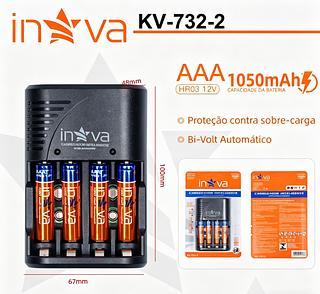 Kit carregador inteligente com 4 pilhas Recarregaveis(AAA/1.2V/1050mAh) Carregador para pilhas(2A/3A) e baterias 9V (INOVA) !!.