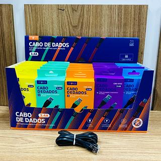 CABO COLORIDO ( 3.4A ) PARA IPHONE ( I6 ), ( 2M ), CAIXA COM ( 30- UNIDADES ). ( INOVA )