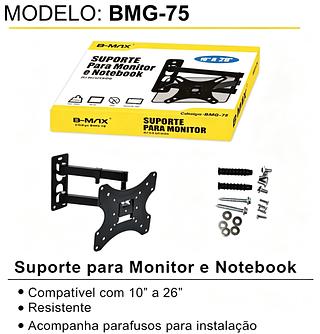Suporte Tv Para Parede Tri Articulado E Notebook (10 A 26 Pol)(B-MAX)