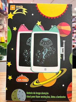 Lousa Mágica Tablet Infantil LCD Botão de Apagar Gatinho (20cmX30cm)