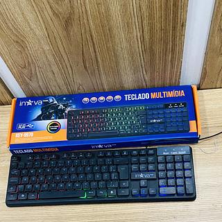 TECLADO COM FIO ( USB ) E ( LED RGB ), PARA COMPUTADOR ( PC ), E NOTEBOOK. ( INOVA )