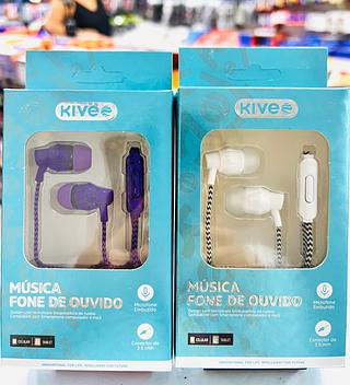 FONE DE OUVIDO COM FIO E BORRACHINHA. ( KIVEO )