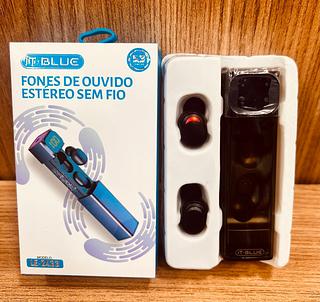 FONE DE OUVIDO SEM FIO BT, COM BORRACHINHA. ( IT BLUE )