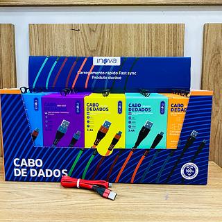 CABO COLORIDO ( 3.4A ) PARA ANDROID ( V8 ), ( 1M ), CAIXA COM ( 30- UNIDADES ). ( INOVA )
