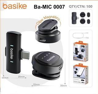 MICROFONE DE LAPELA SEM FIO, PARA ANDROID ( TPC ) COM CLIPE MAGNÉTICO. ( BASIKE )