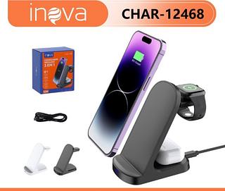 CARREGADOR SEM FIO, MAGNÉTICO ( 15W ) POR INDUÇÃO DOBRÁVEL 3 EM 1. ( INOVA )
