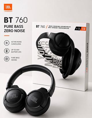 Fone de Ouvido Bluetooth BT760 Sem Fio ANC Cancelamento de Ruído Pure Bass Até 50H de Bateria